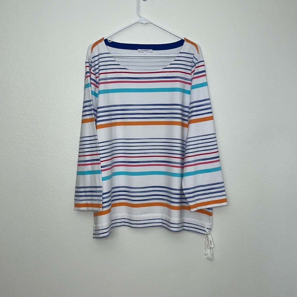 T by Talbots Drawstring Top Stripes